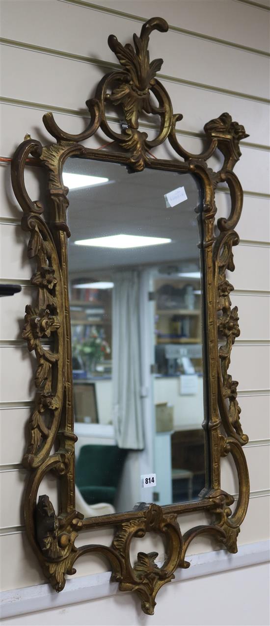 A Chippendale style gilt mirror W.60cm approx,